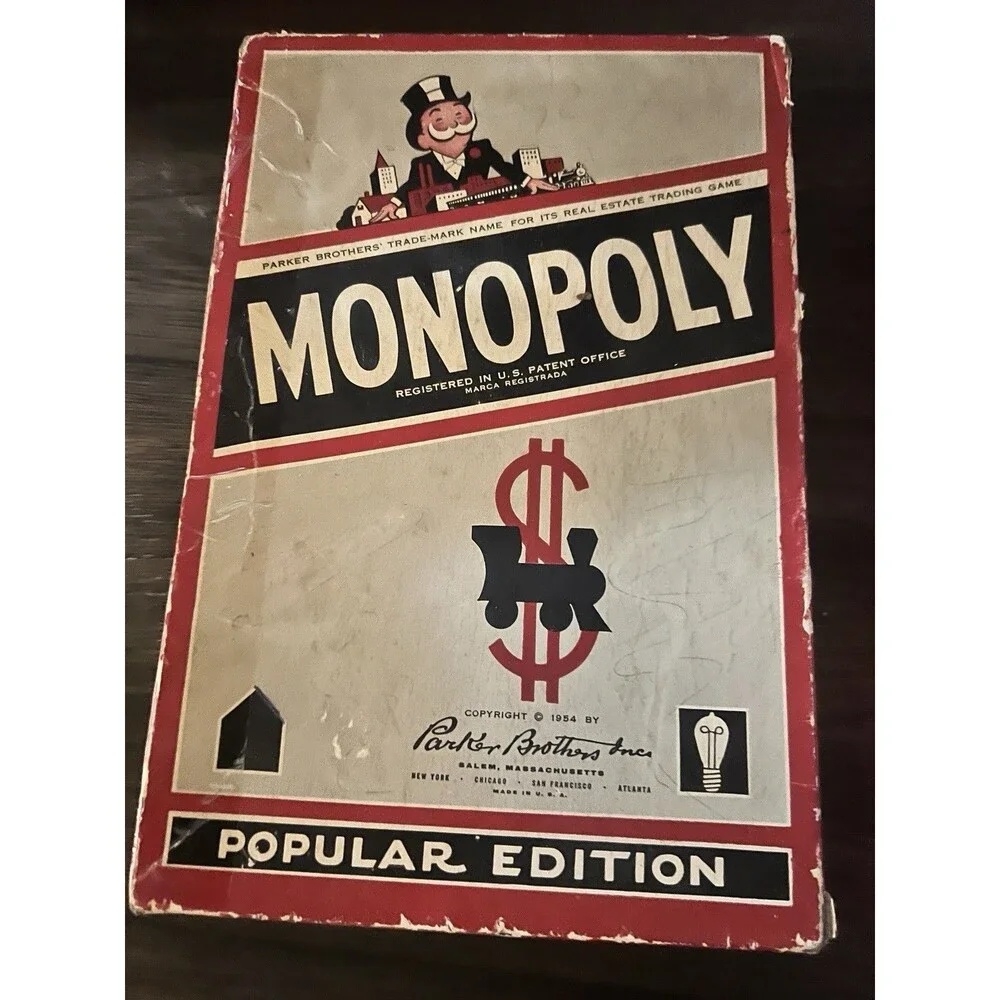 Monopoly Board Game 1954 vintage popular edition. NO BOARD